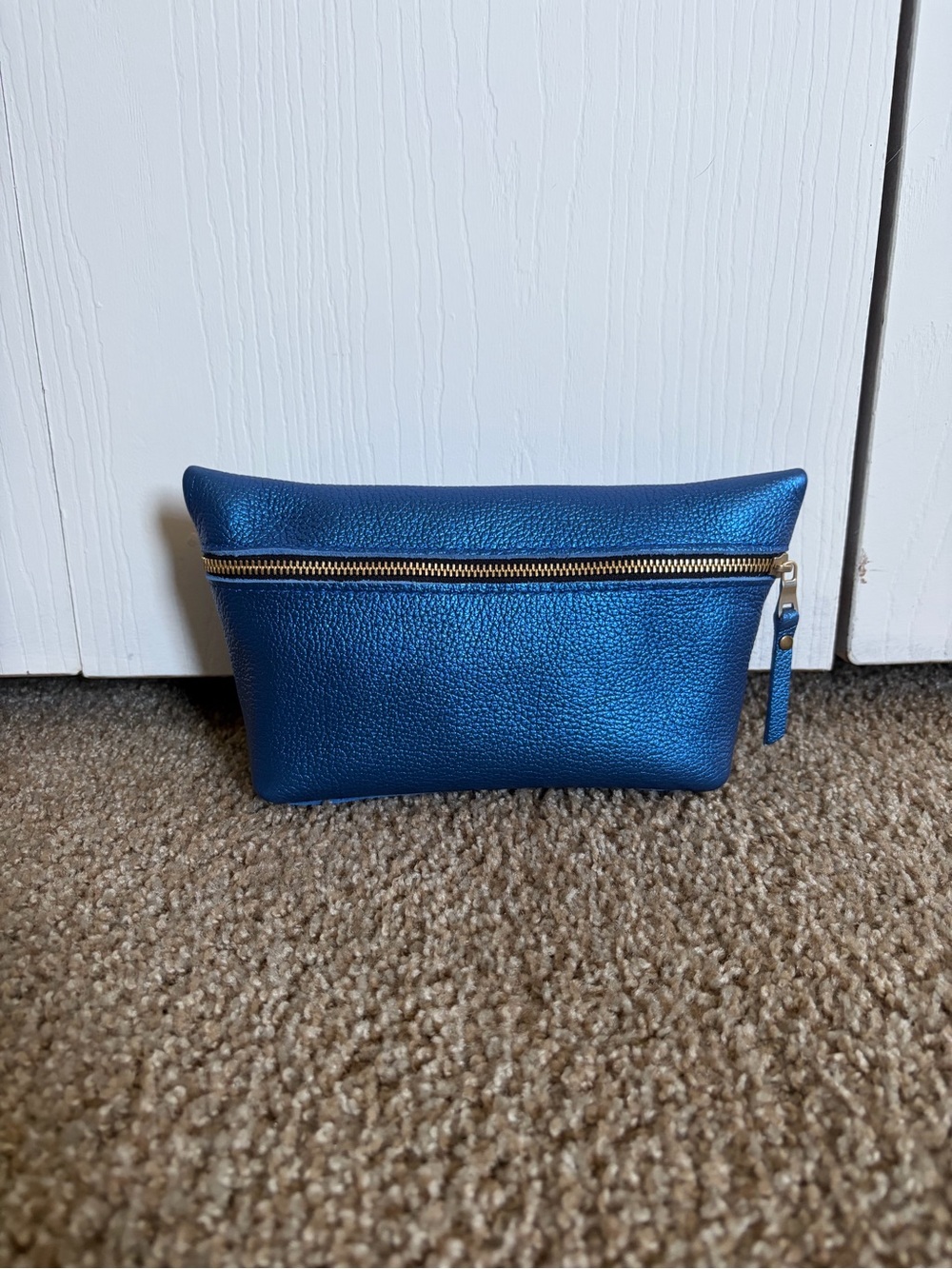 NWOT Portland Leather Goods Comet Blue ☄️💙💫🔵 Large Makeup Bag - Picture 2 of 5